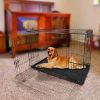 36inches Dogs Crate Folding Metal Pets Crates Double Door Puppy Cage Easy Set Up