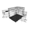 24inches Dogs Crate Folding Metal Pets Crates Double Door Puppy Cage Easy Set Up
