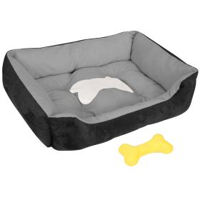 Pet Dog Bed Soft Warm Fleece Puppy Cat Bed Dog Cozy Nest Sofa Bed Cushion Mat For S/M Dog (Option: Black_XXL)