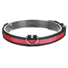 LED Dog Collar USB Rechargeable Adjustable Dog Safety Collar Night Safety Flashing Luminous Light up Collar (Option: XL_Red)
