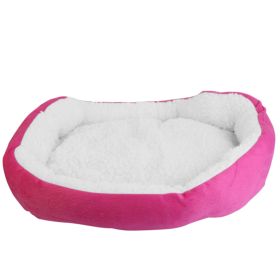 Pet Dog Bed Soft Warm Fleece Puppy Cat Bed Dog Cozy Nest Sofa Bed Cushion For S/M Dog (Option: Pink)