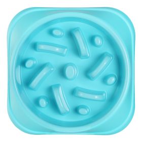 Dog Cat Slow Feeder Bowl Pet No Gulp Feeder Bowl Anti-Bloat Feeding Plate (Option: Blue)