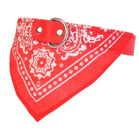 Adjustable Bandana Leather Pet Collar Triangle Scarf (Option: Red_M)