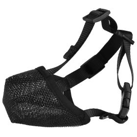 Pet Muzzle Mask Soft Mesh Muzzle Adjustable Dog Mouth Cover with Breathable Mesh Adjustable Neck Forehead Strap for Anti Biting Barking Chewing (Option: Black_XS)