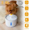 2.4L Automatic Dog Cat Water Fountain Electric LED Pet Flower Water Dispenser Ultra Silent Health Cat Waterer Auto Off Level Window
