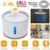 2.4L Automatic Dog Cat Water Fountain Electric LED Pet Flower Water Dispenser Ultra Silent Health Cat Waterer Auto Off Level Window