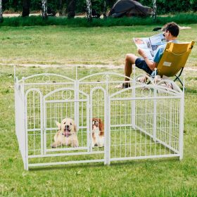 Dog Playpen Indoor 24 inch 8 Panels Metal Dog Pen Pet Dog Fence Outdoor Exercise Pen with Doors (Color: AS PIC)