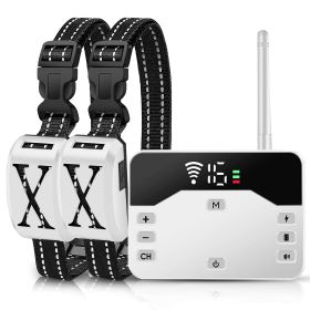 2 In 1 Wireless Electric Dog Fence Waterproof Pet Shock Boundary Containment System Electric Training Collar with 2 Receiver Collars for Small Medium (Option: White_2Collar)