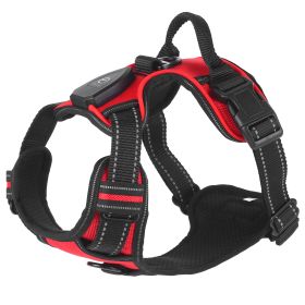 Light Up Dog Harness Rechargeable LED Dog Harness No Pull Lighted Dog Vest with Handle for Small/Medium/Large Dogs (Option: Red_L)