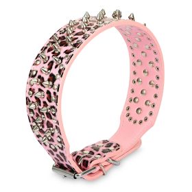 Dog Leather Collar Spiked Studded Pet Dog Collar Adjustable Neck Pitbull Mastiff Collar (Option: Leo_M)