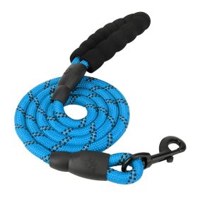 5FT Dog Leash Dog Training Walking Lead w/ Foam Handle Highly Reflective Treads Strong Nylon Dog Rope For Small Medium Dogs (Option: Blue)