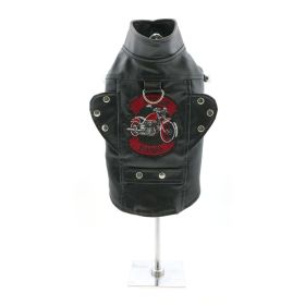 Biker Dawg Motorcycle Dog Jacket (Color: Black, size: 3X-Large)